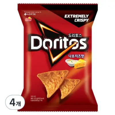 도리토스 나쵸치즈맛 과자, 172g, 4개 - 팝콘/나쵸/뻥튀기