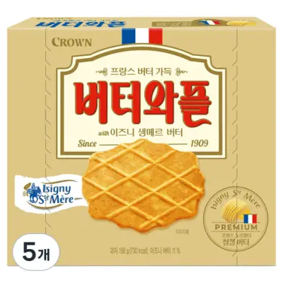 [버터와플] 이즈니, 158g, 5개 - 와플과자