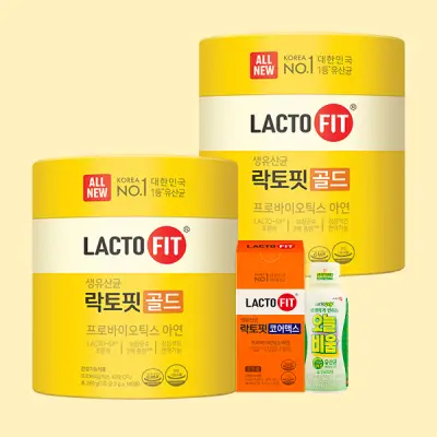 [종근당건강] 락토핏 골드, 140포, 2통 + 증정 락토핏 코어맥스, 30포 + 오늘비움, 1병